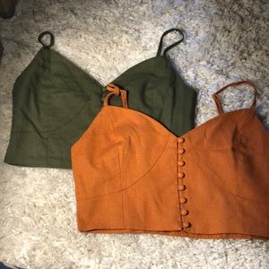 Crop tops sleeveless Olive Green and Safari Orange